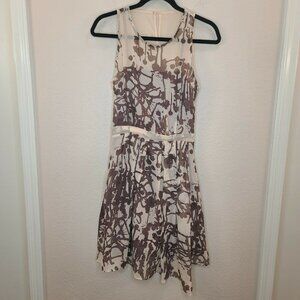 W118 by Walter Baker Dress Womens Small Brown Beige Print Fit & Flare Gauze